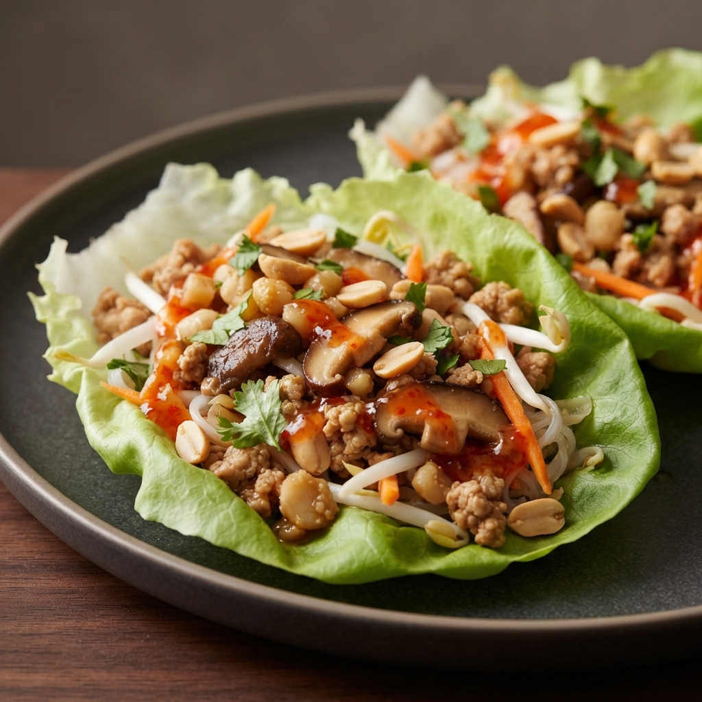 Shiitake Mushroom and Turkey Lettuce Cups
