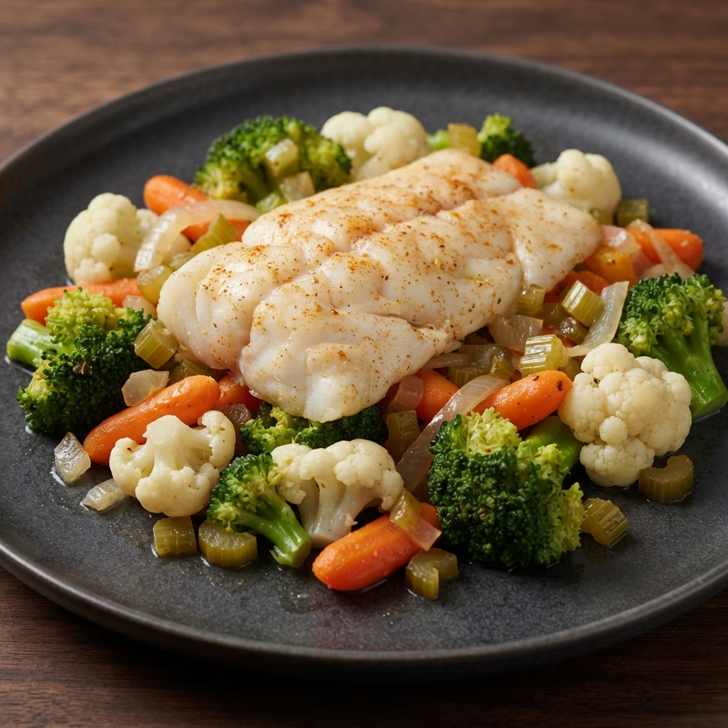 Oven-Baked Cod with California-Blend Veggies