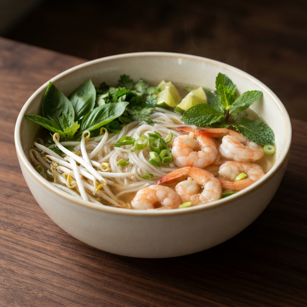 Vietnamese-Style Shrimp Pho Noodle Soup