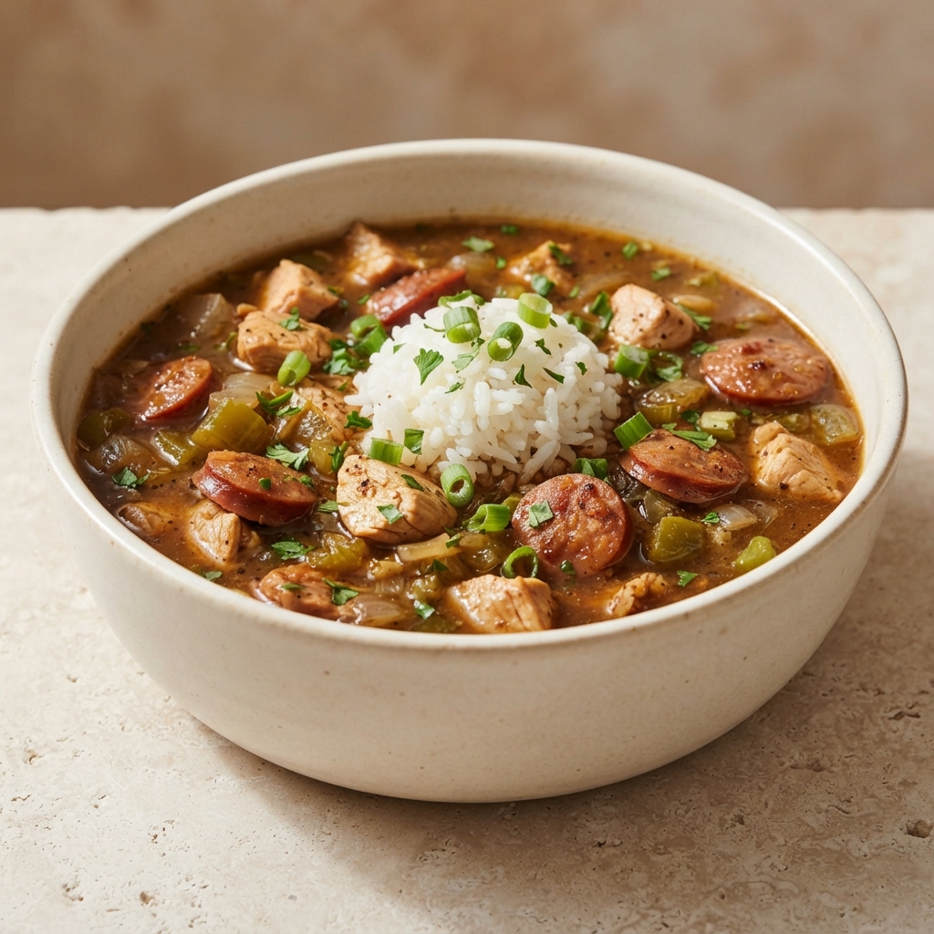 Fiery Turkey Andouille Gumbo