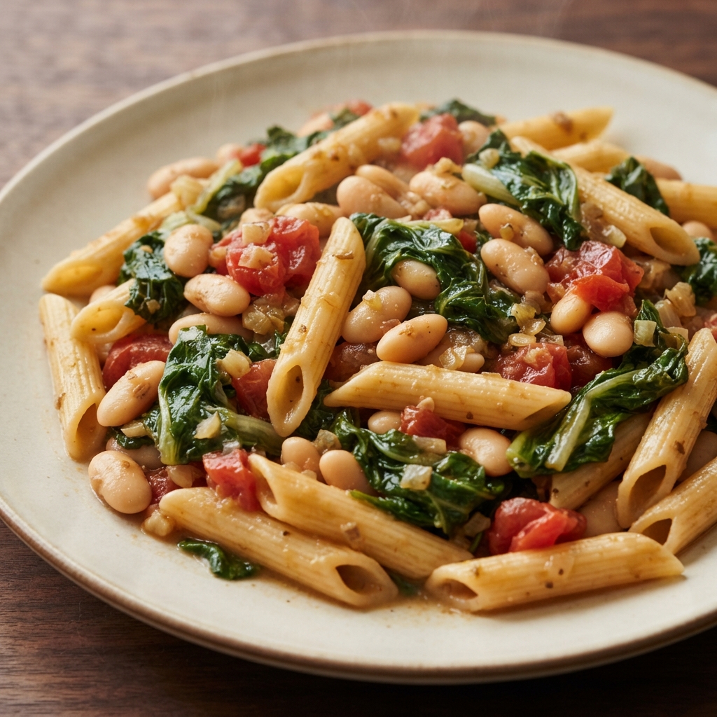 Penne with Cannellini Beans and Escarole