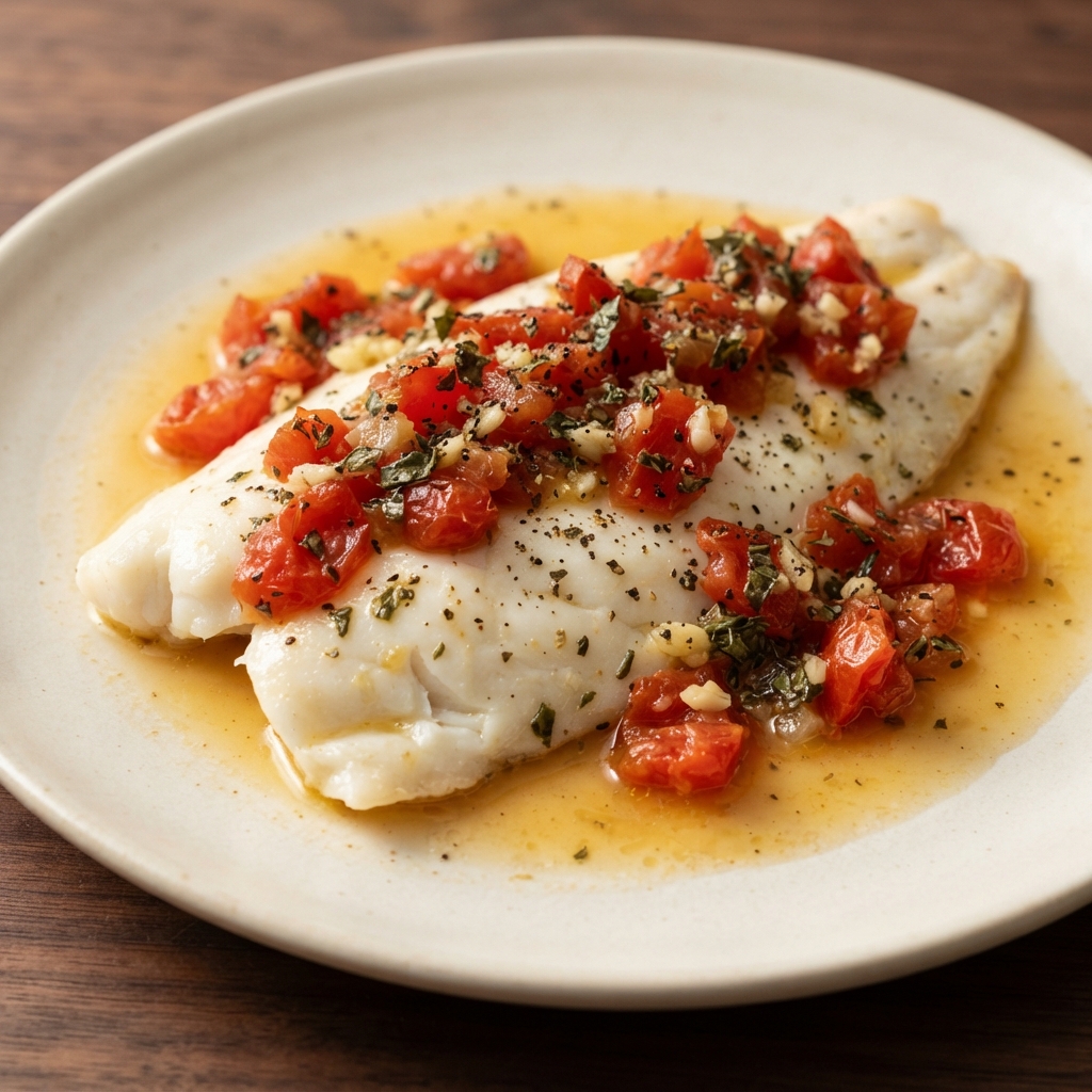 Tuscan-Inspired Baked Flounder