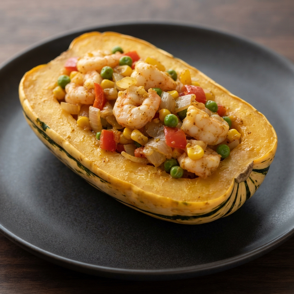Curried Shrimp–Stuffed Delicata Squash