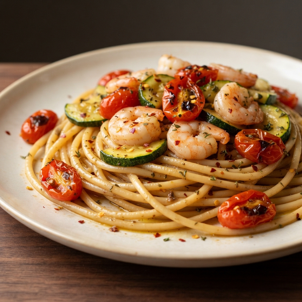 Bucatini Pasta with Shrimp and Anchovies