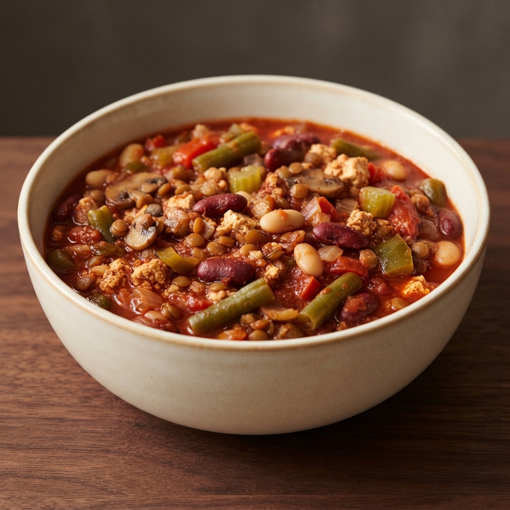 Hearty Vegan Bean and Lentil Chili