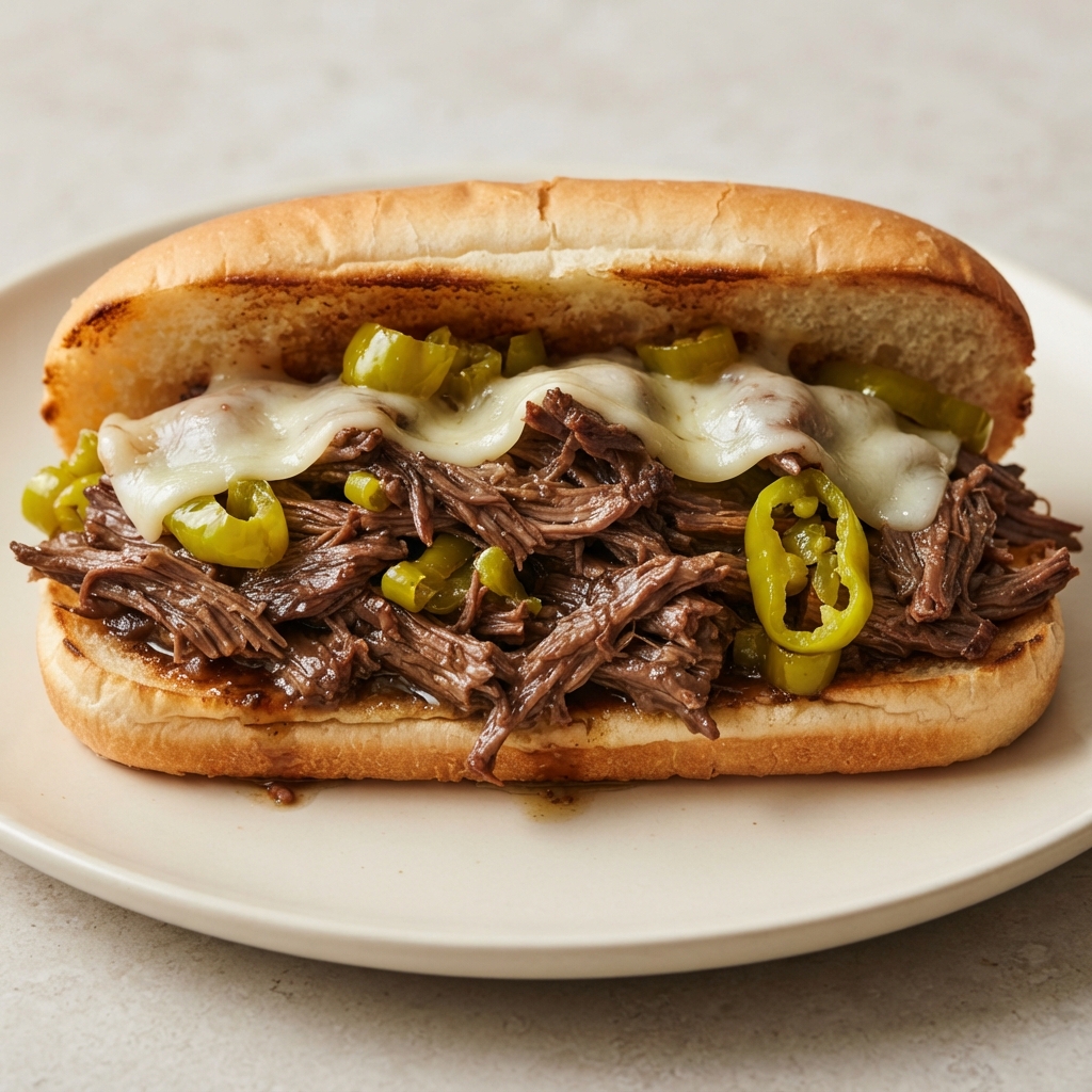 Tangy Pepperoncini Chuck Roast Sandwiches
