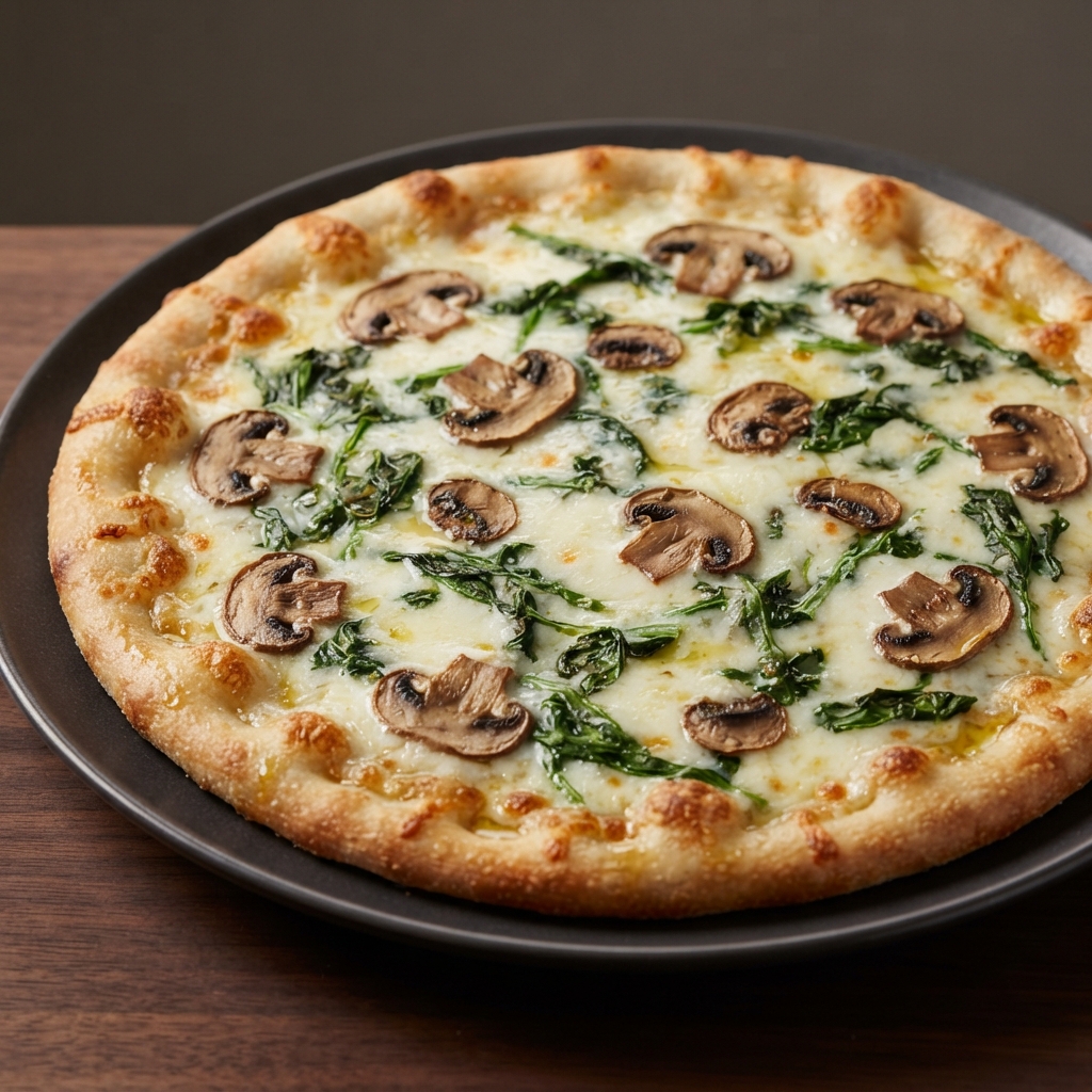 Allie's Spinach and Mushroom Pizza