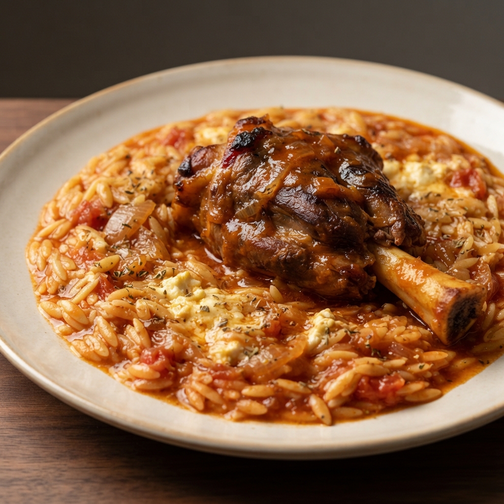 Greek Holiday Roasted Lamb with Orzo
