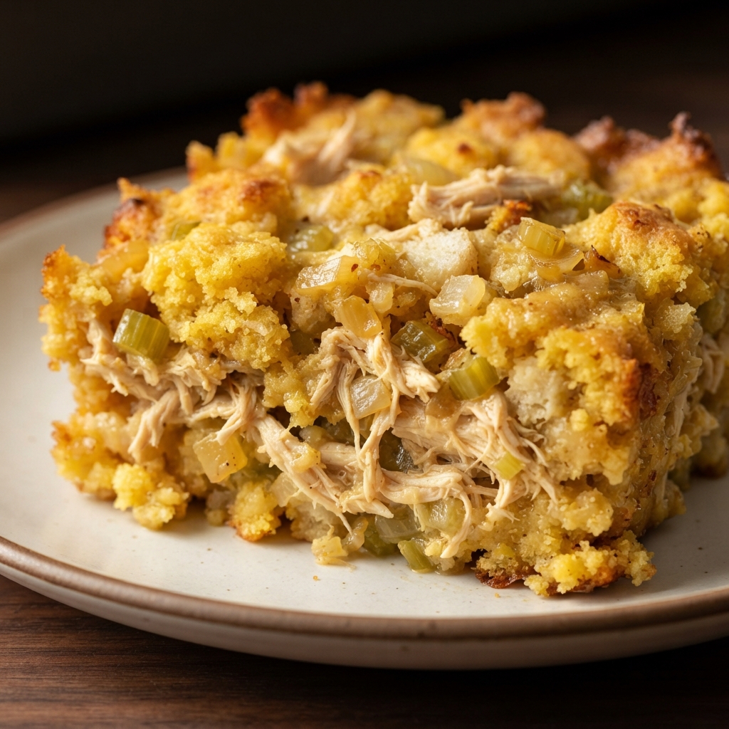 Classic Southern Cornbread Stuffing with Chicken