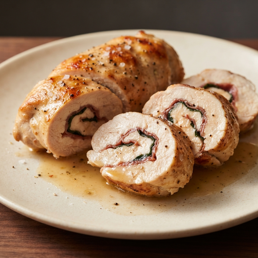 Roman Chicken Saltimbocca Roulades with Prosciutto and Sage