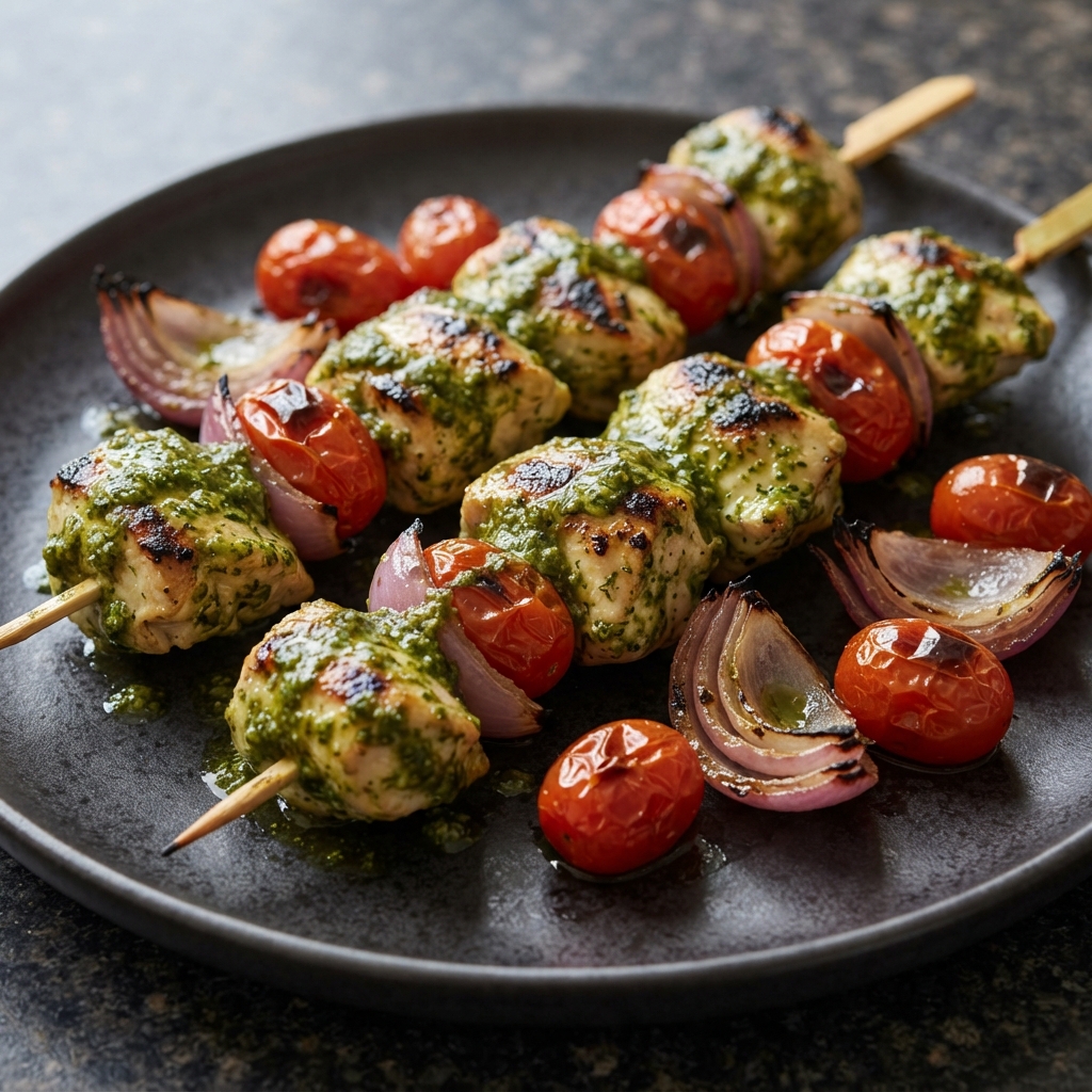 Grilled Chicken Pesto Skewers