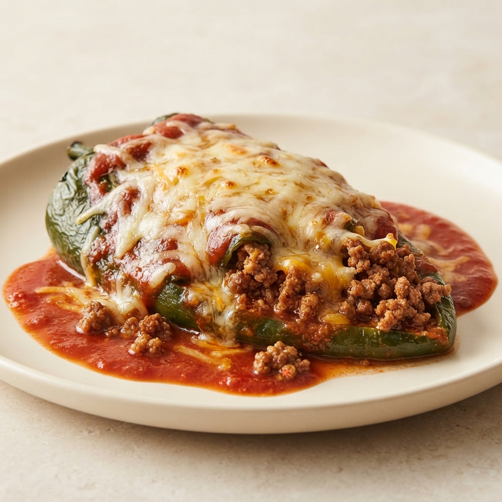 Beef-Stuffed Poblano Chiles with Cheese