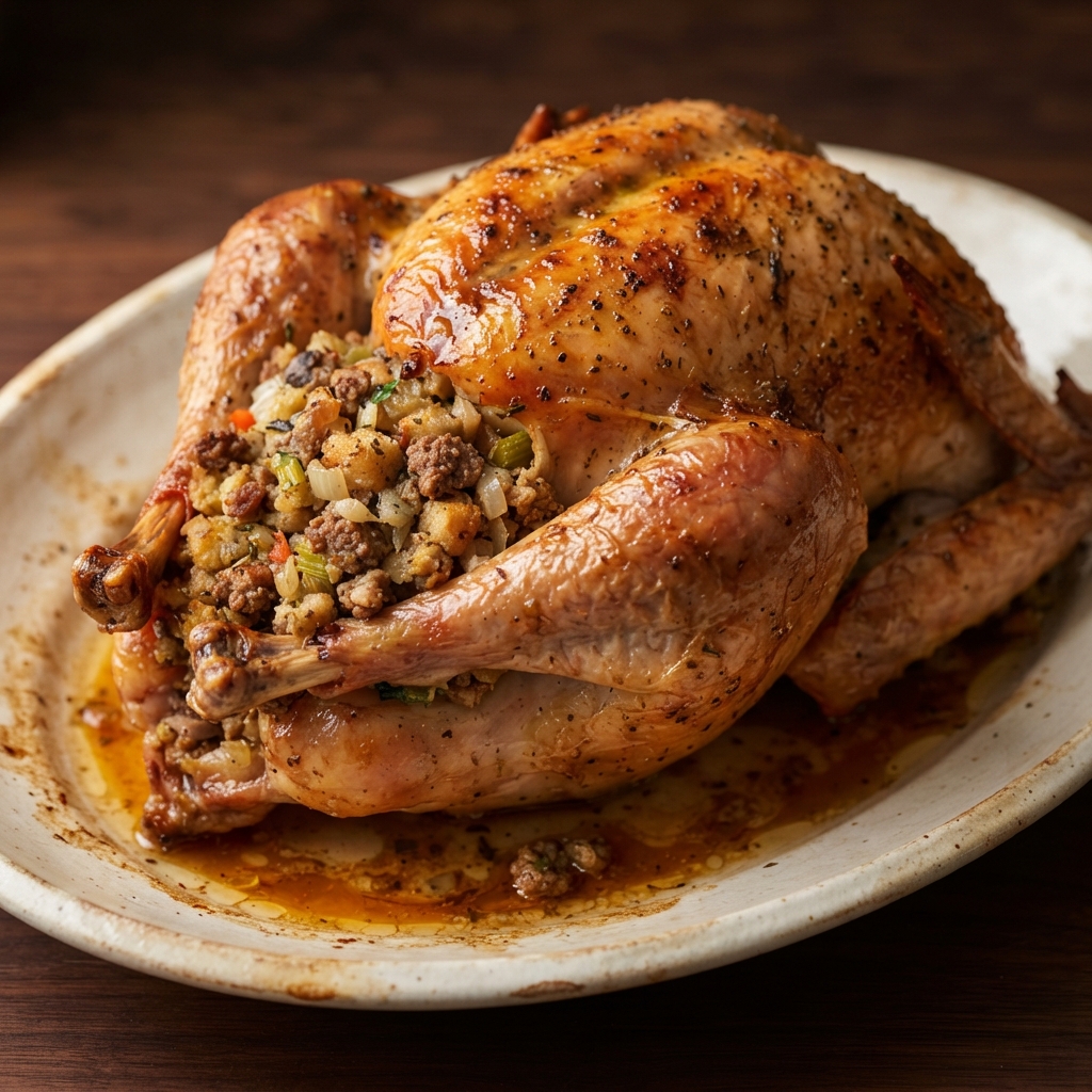 Roast Thanksgiving Turkey with Italian Meat-and-Bread Stuffing