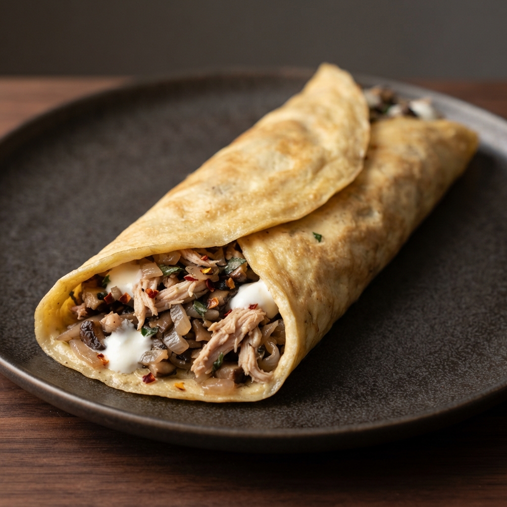 Omelette Stuffed with Turkey