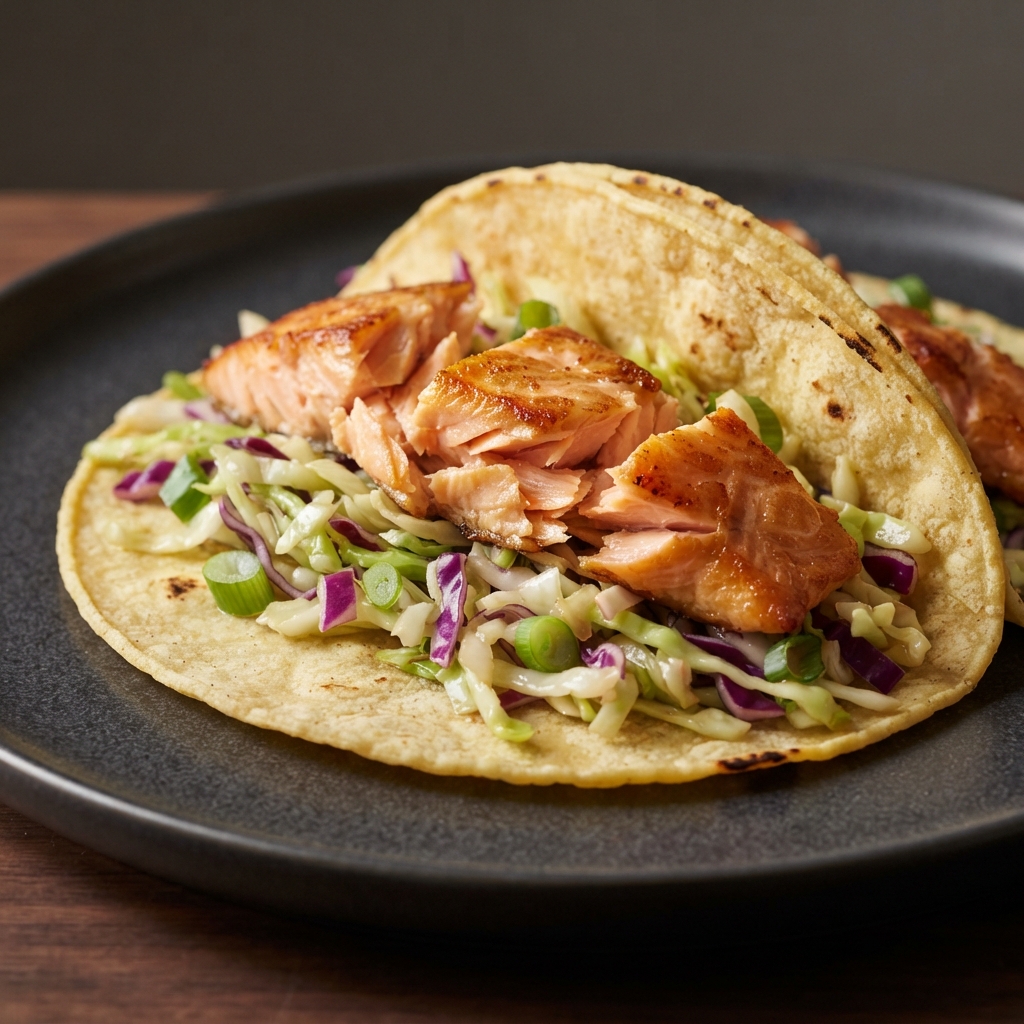 Salmon Fish Tacos with Asian Slaw