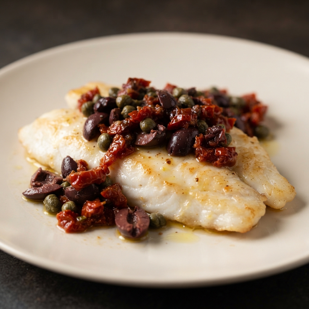 Tilapia with Mediterranean Topping