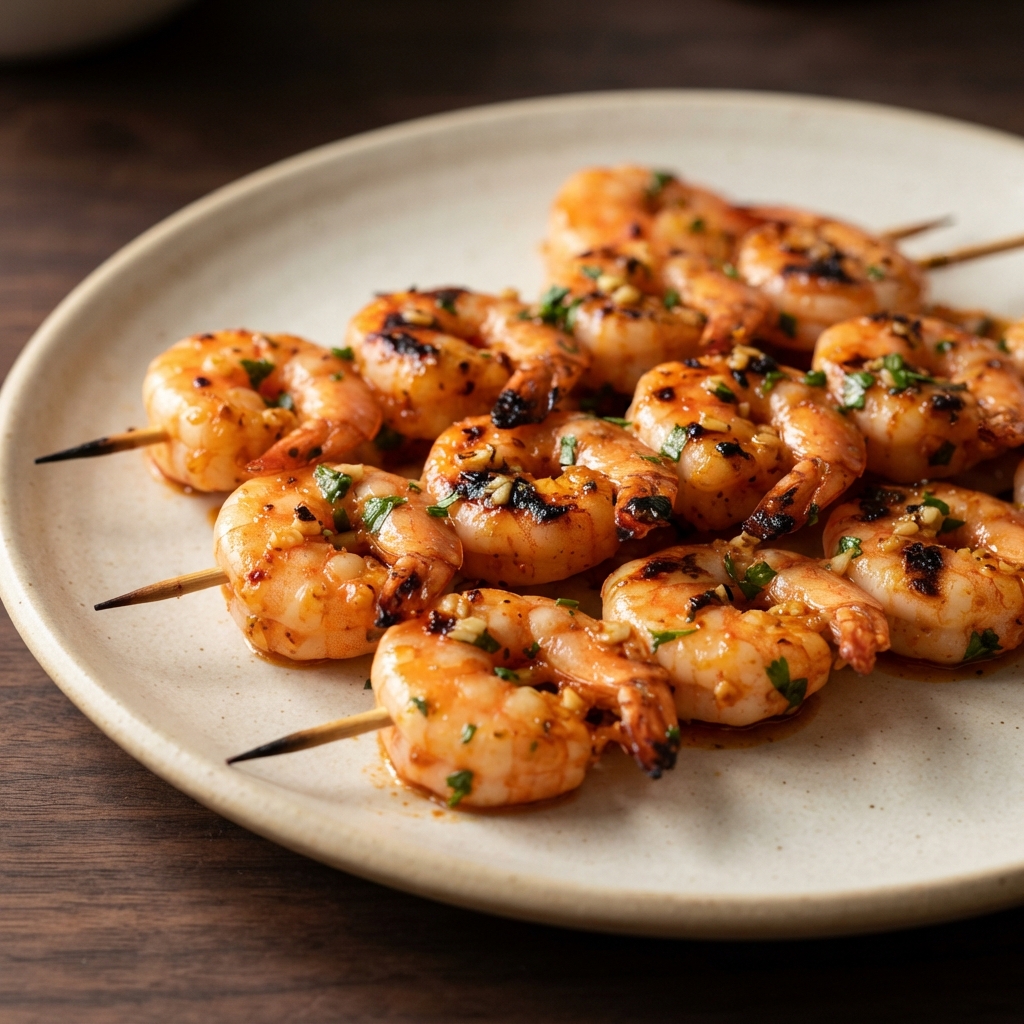 Fiery Marinated Grilled Shrimp Skewers