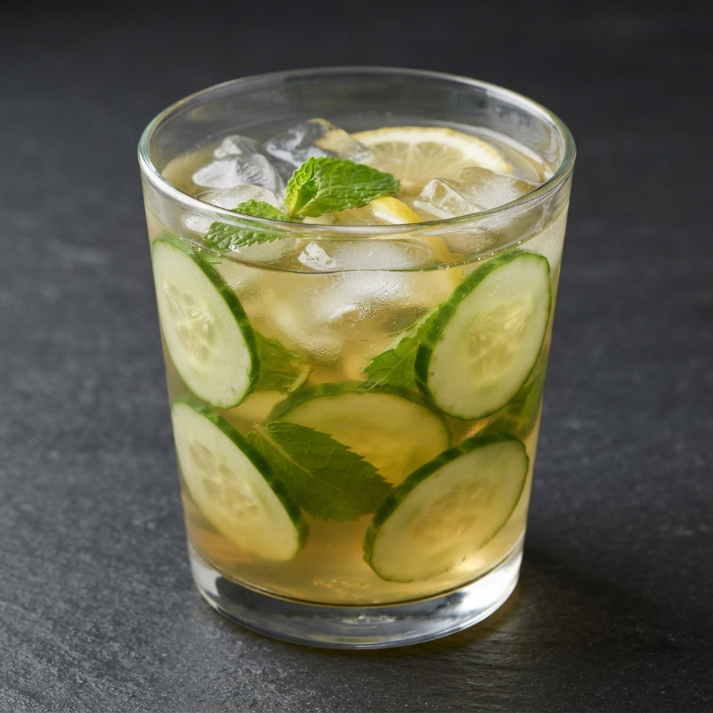 Iced Green Tea with Cucumber and Mint