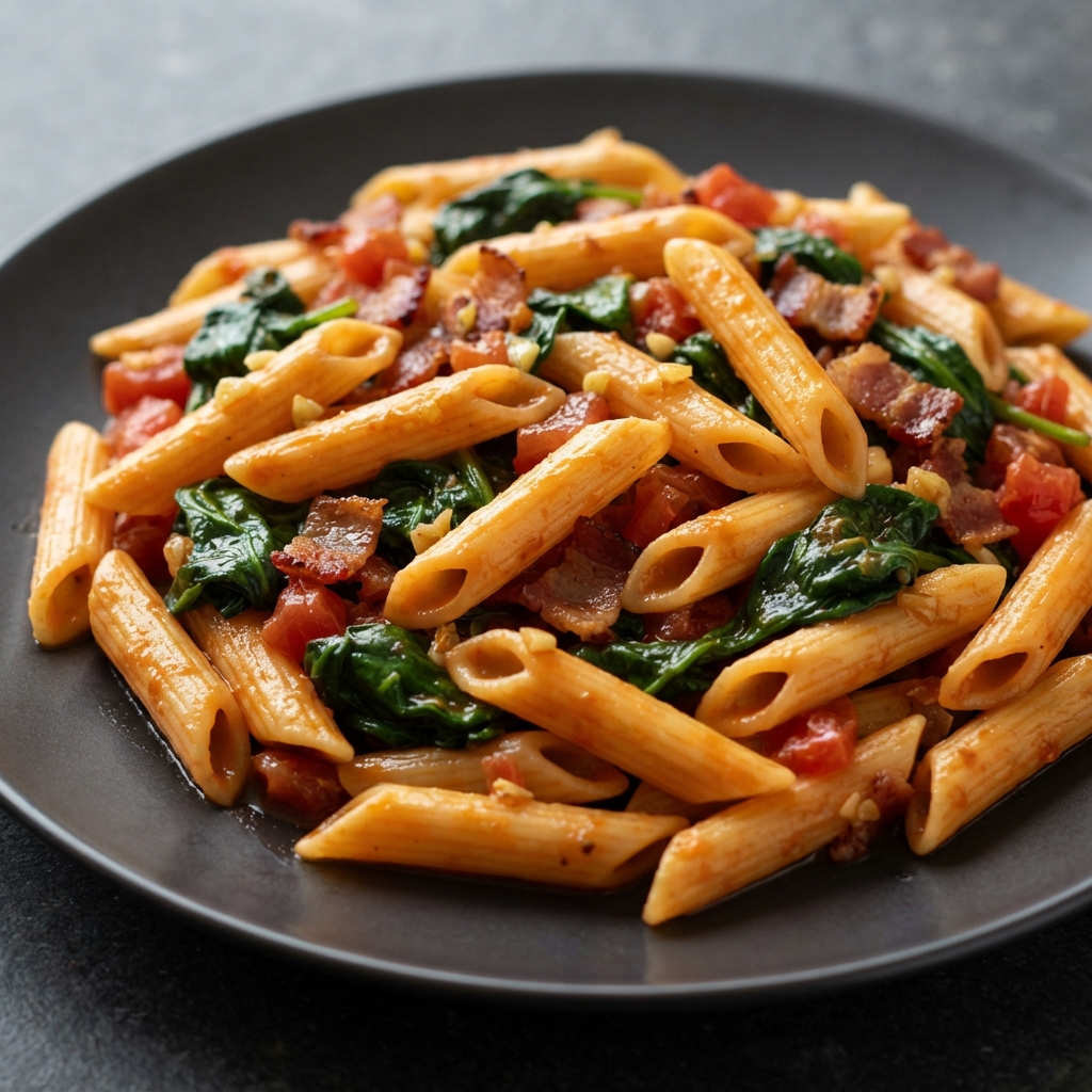 Spinach and Bacon Penne Pasta