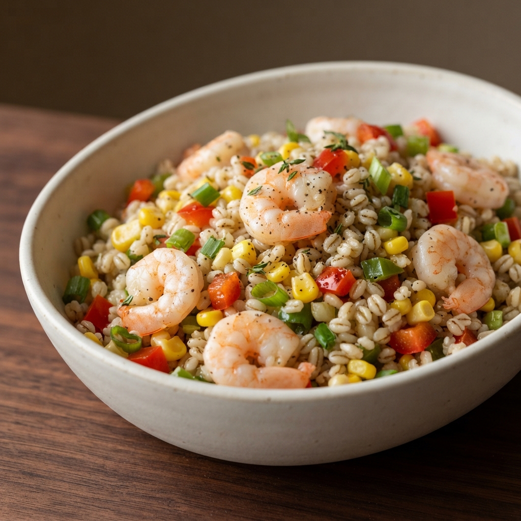 Corn, Shrimp, and Barley Salad