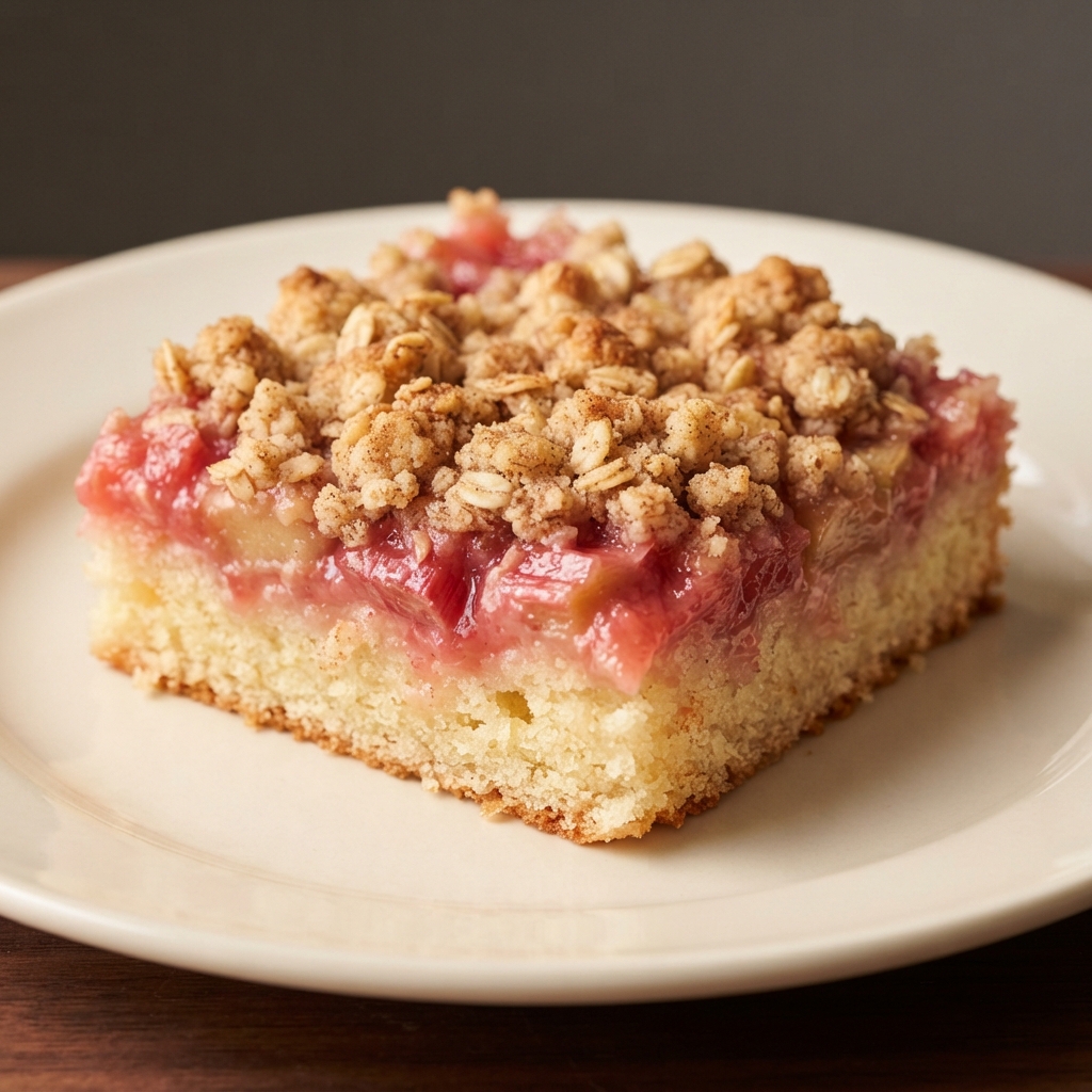 Rhubarb-Apple Compote Crumble Cake