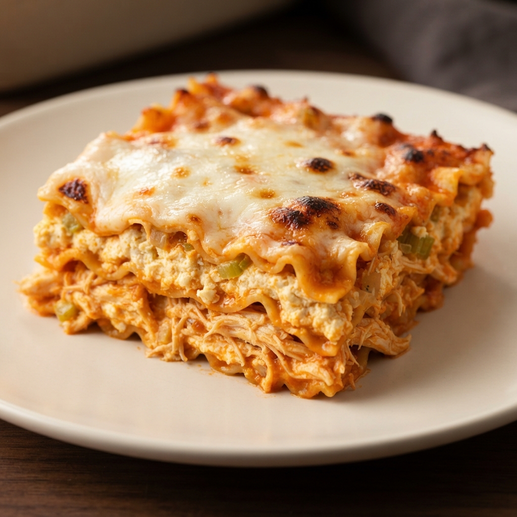 Buffalo-Style Chicken Lasagna Bake