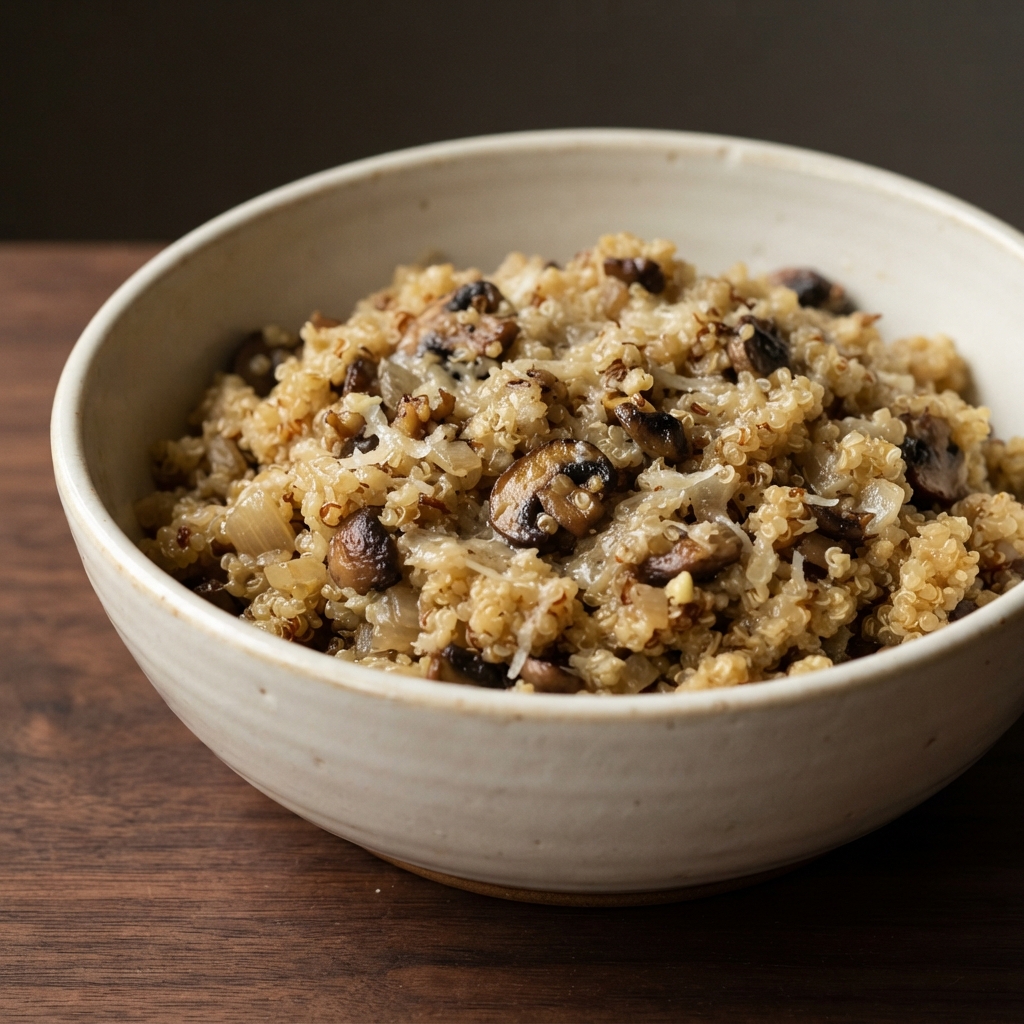 Mushroom Quinoa Pilaf with Parmesan