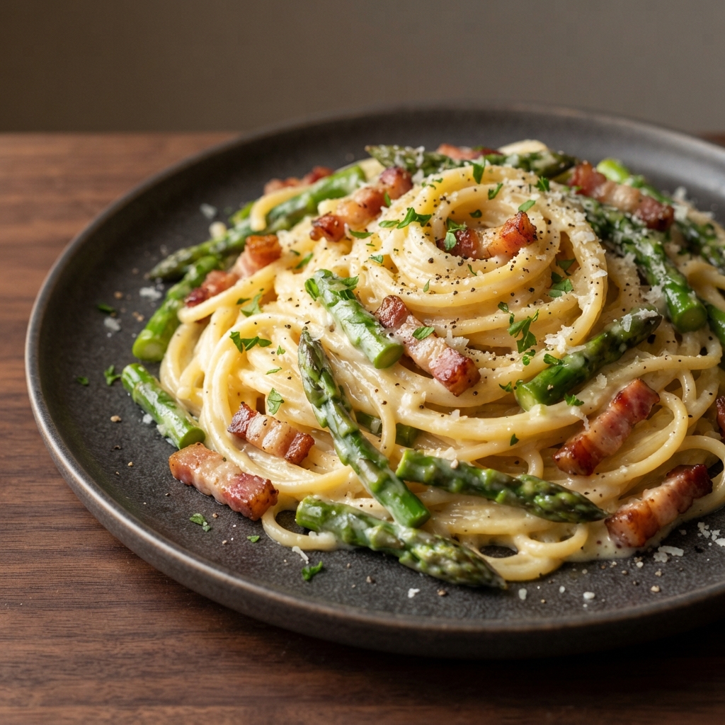 Spring Asparagus Bacon Carbonara