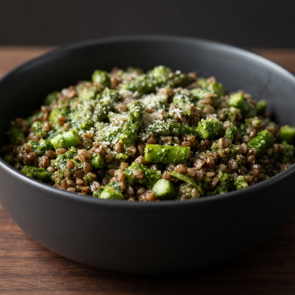 Gluten-Free Buckwheat, Asparagus, and Pesto Salad