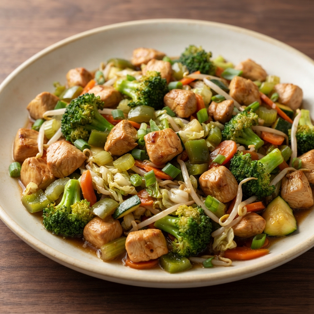 Mixed Vegetable Stir-Fry with Chicken or Pork