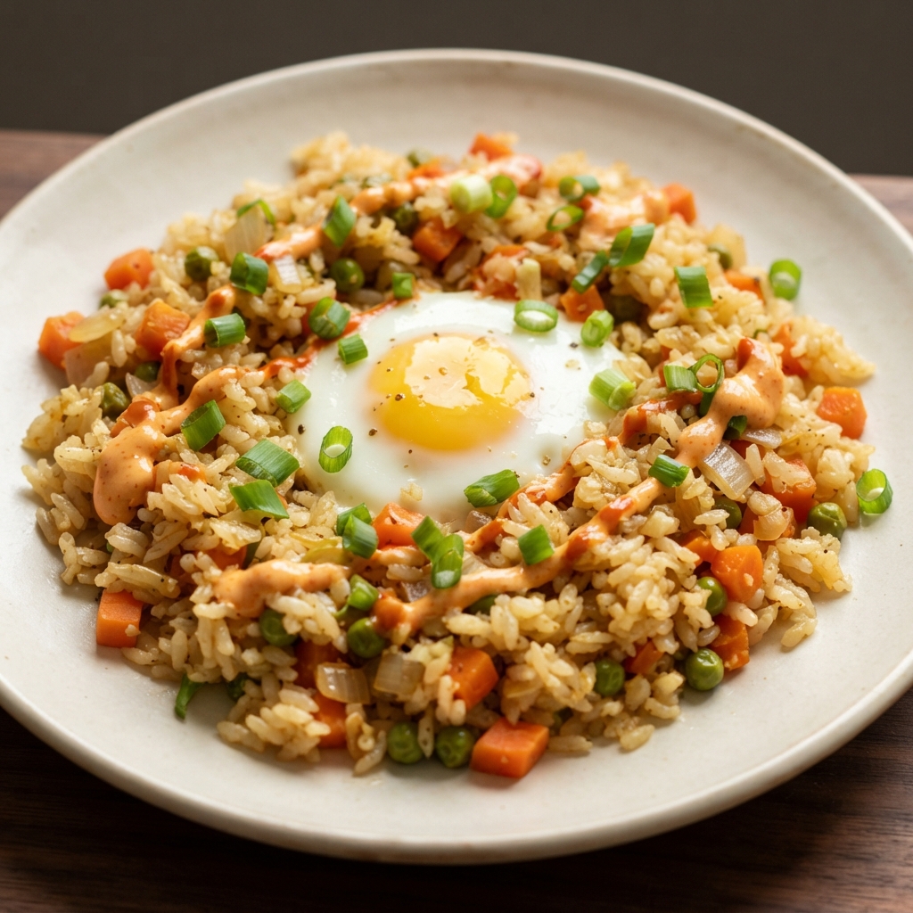 Oven-Baked Sheet Pan Rice with Veggies and Egg