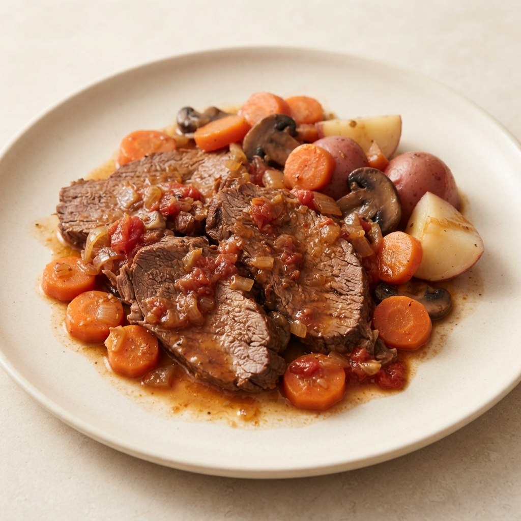 Braised Beef Chuck Pot Roast with Hearty Vegetables