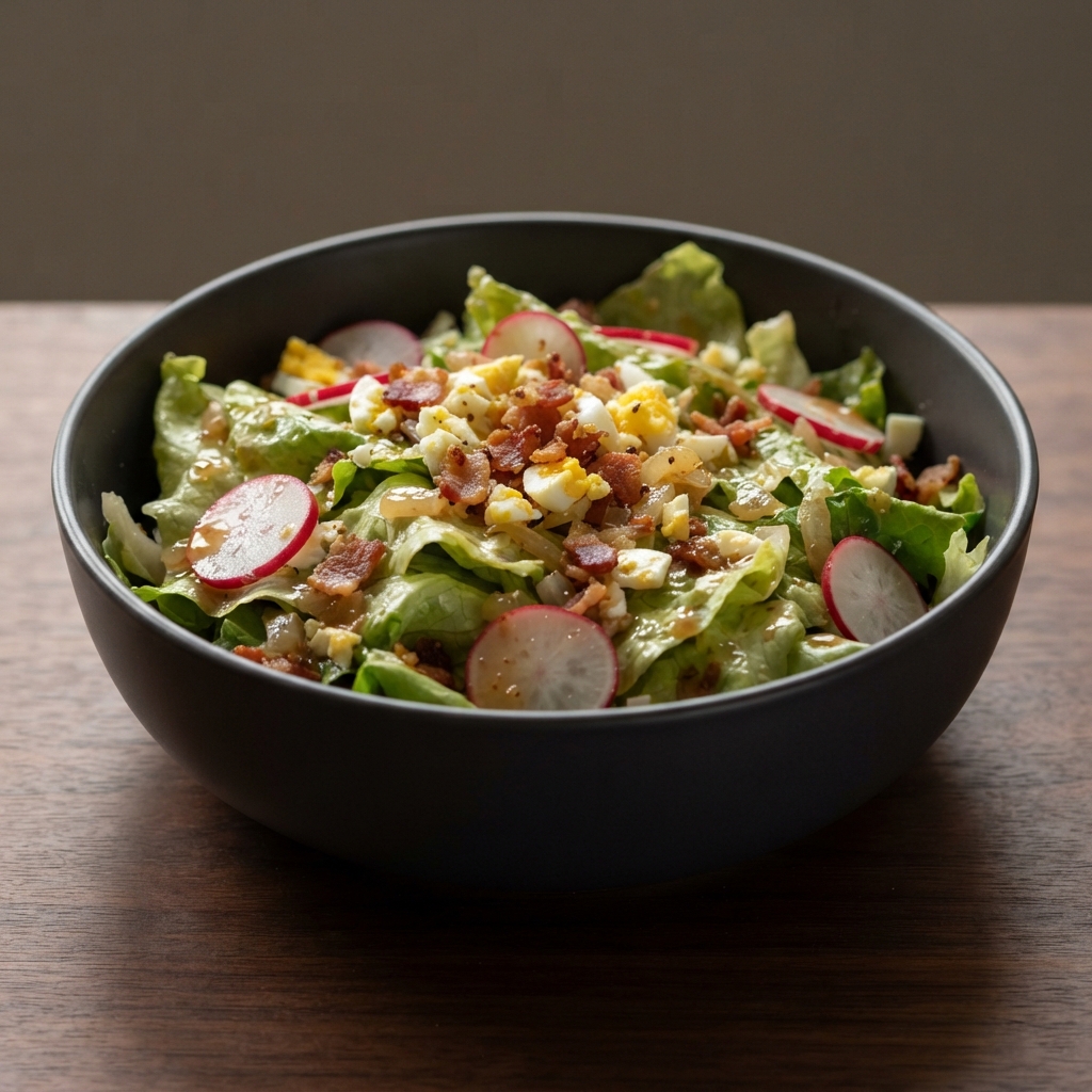Leaf Lettuce Salad with Warm Bacon Dressing