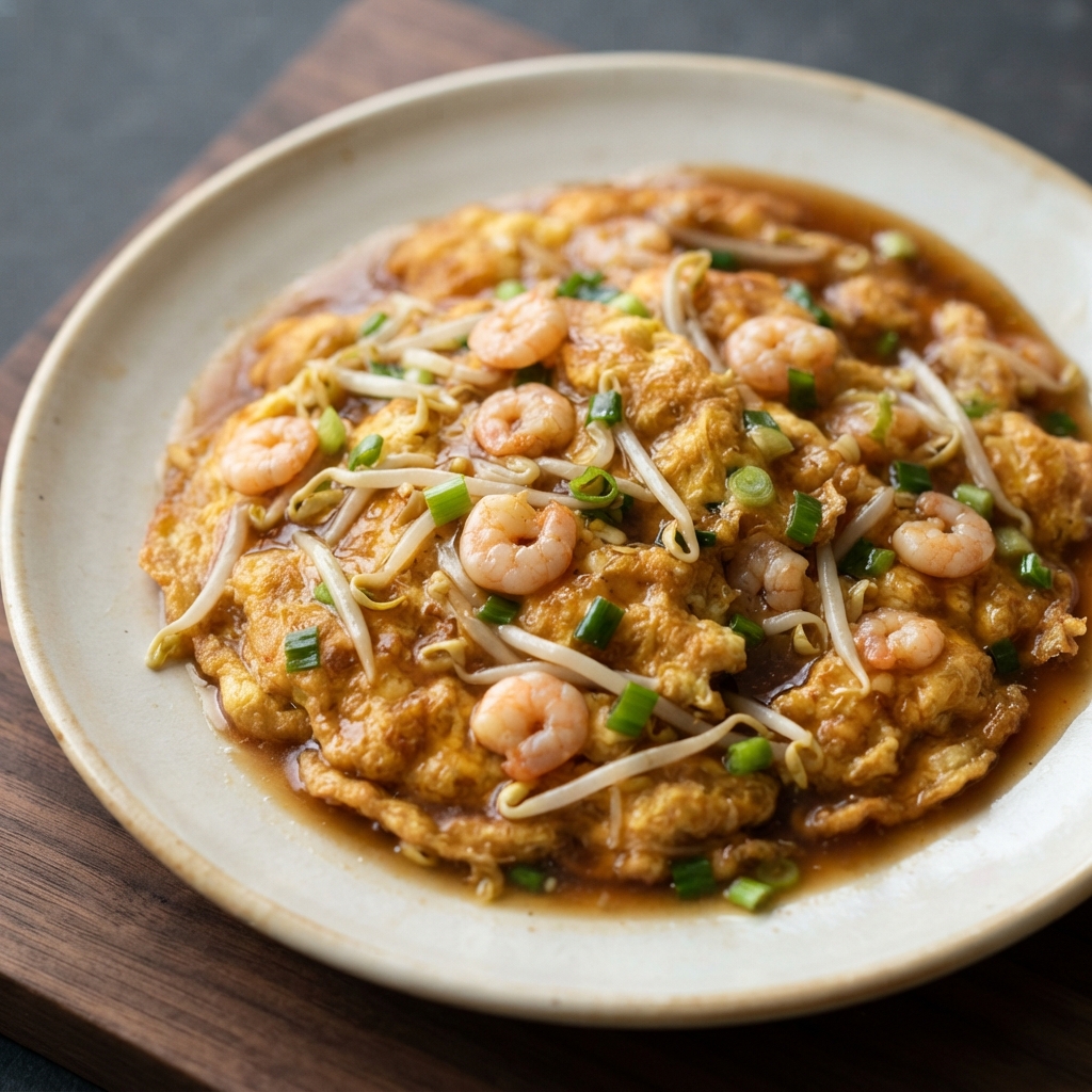 Shrimp Egg Foo Young Patties with Sauce