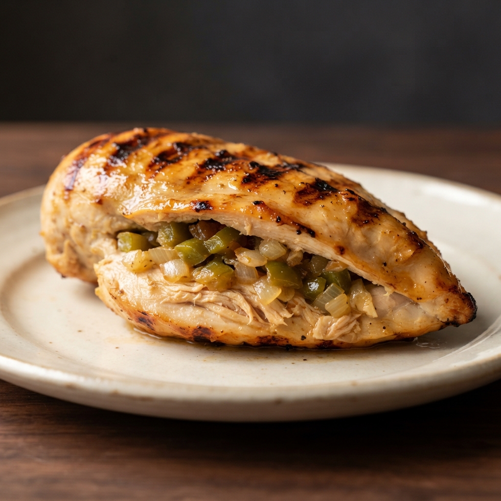 Pepper-and-Onion Stuffed Grilled Chicken