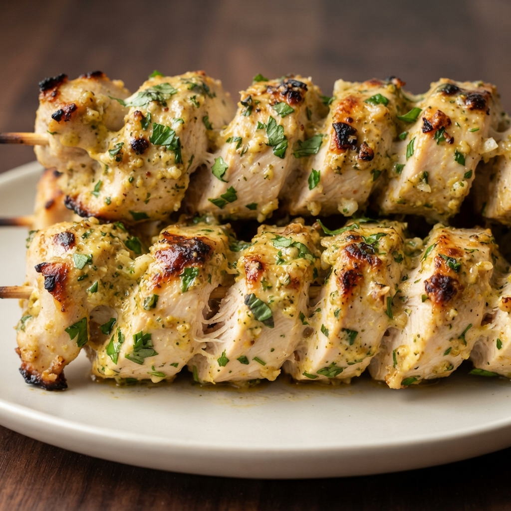 Grilled Spiral Chicken Skewers