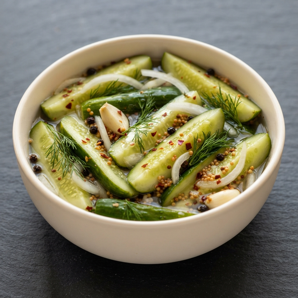 Spicy No-Sugar Refrigerator Dill Pickles