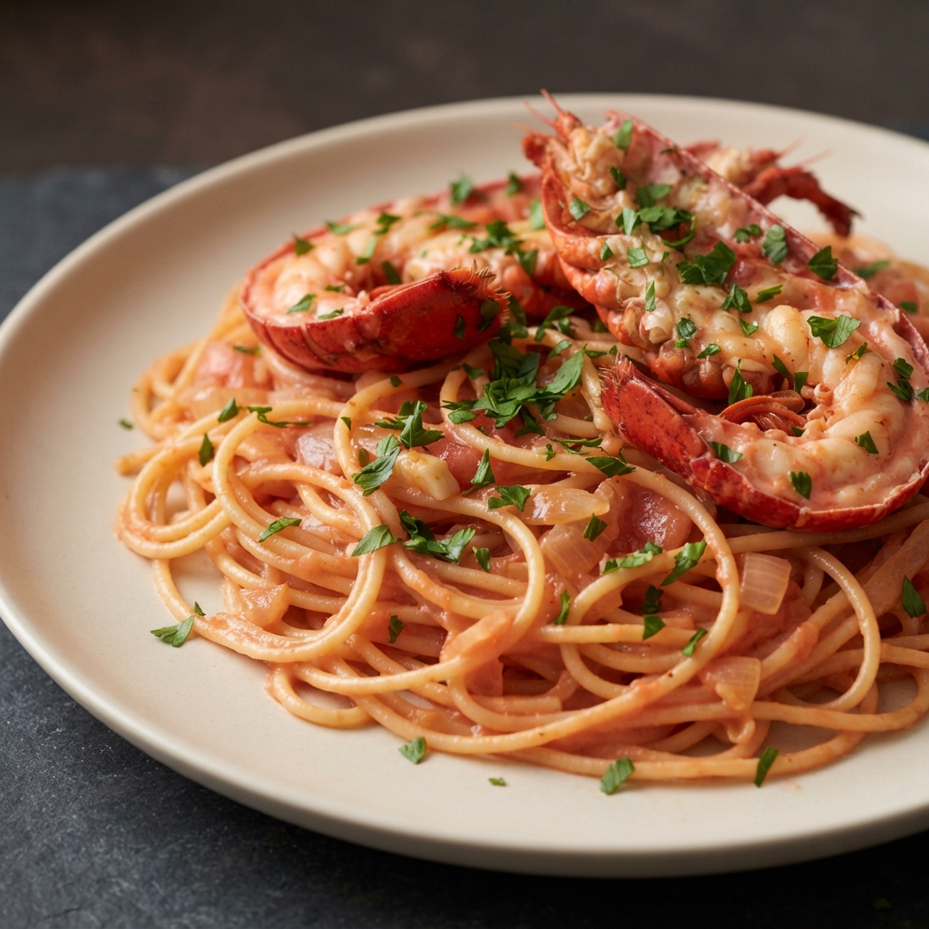 Creamy Tomato Lobster Spaghetti