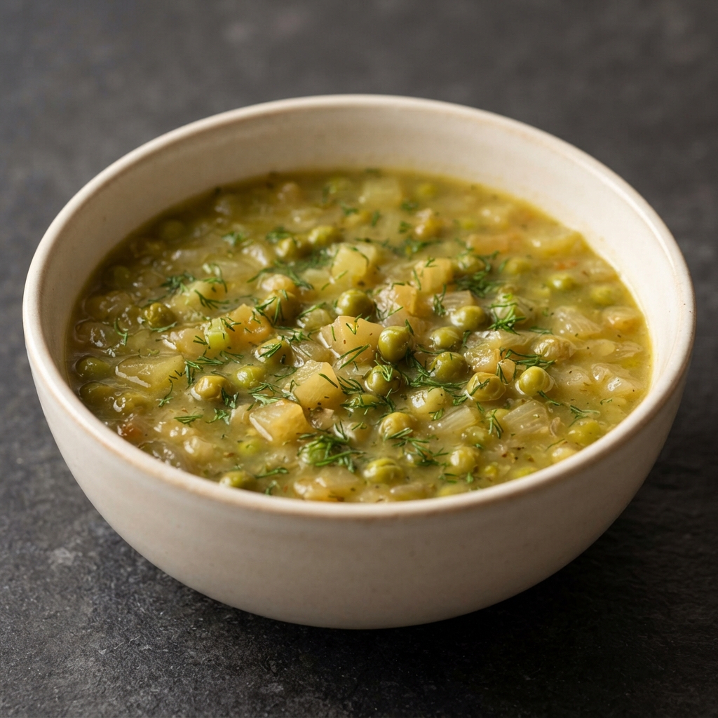 Dill-Scented Pea and Kohlrabi Soup