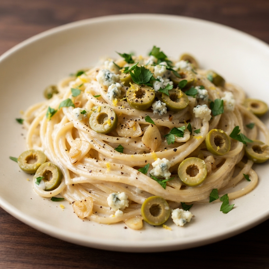 Dirty Martini Cream Sauce Spaghetti