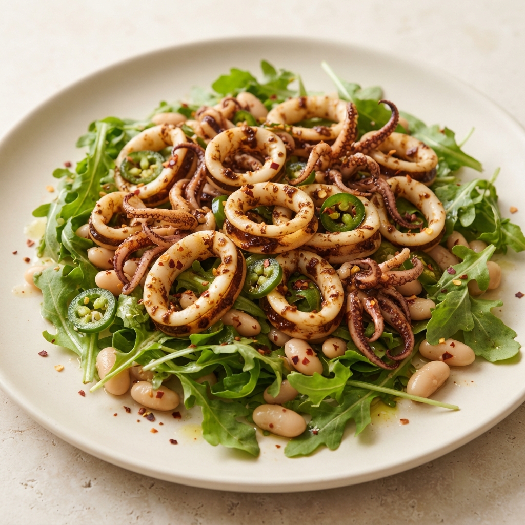 Toasty Calamari and Arugula Salad
