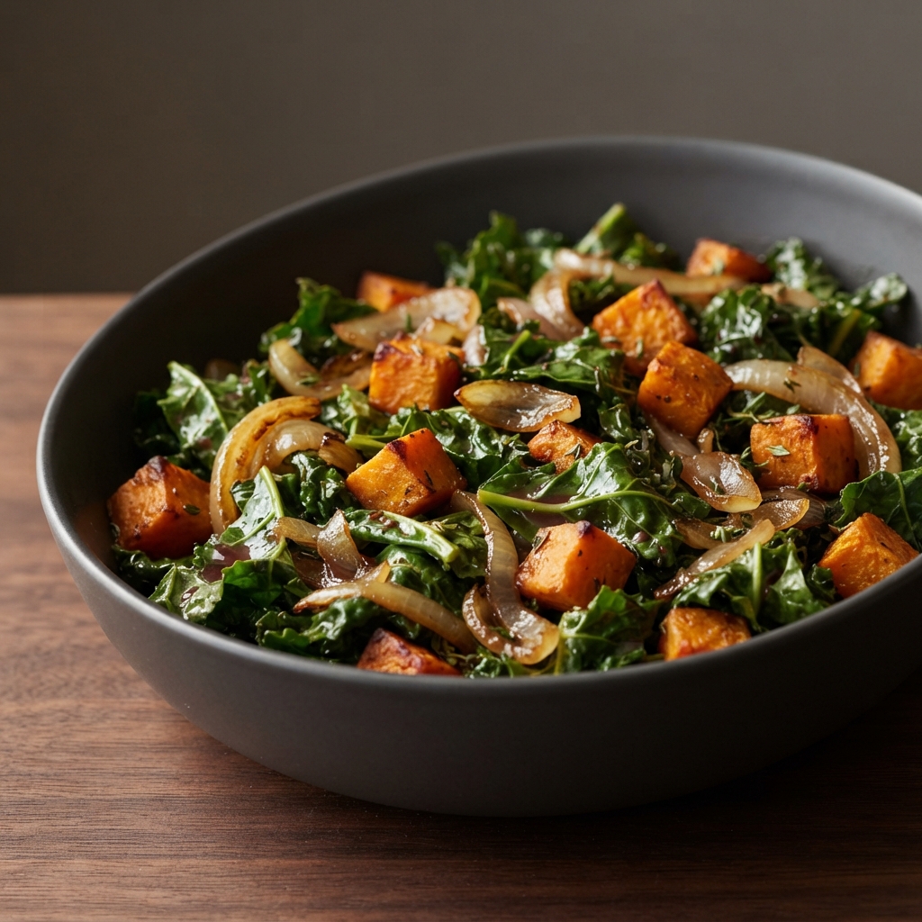 Kale Salad with Roasted Sweet Potatoes