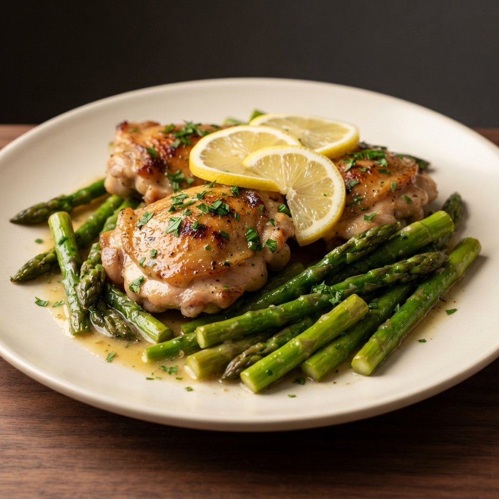 Skillet Lemon-Garlic Chicken with Asparagus