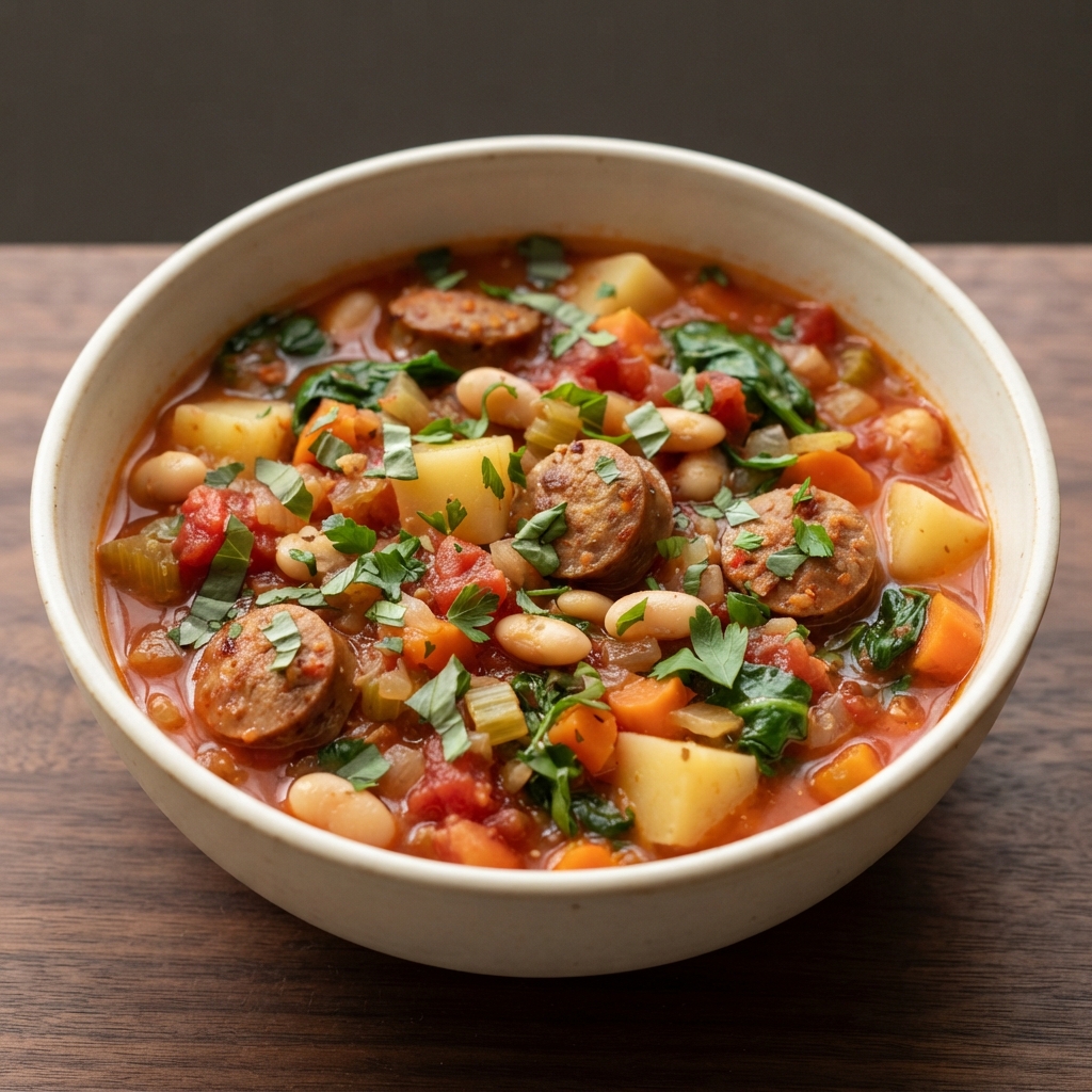 Hearty Bratwurst and Bean Soup