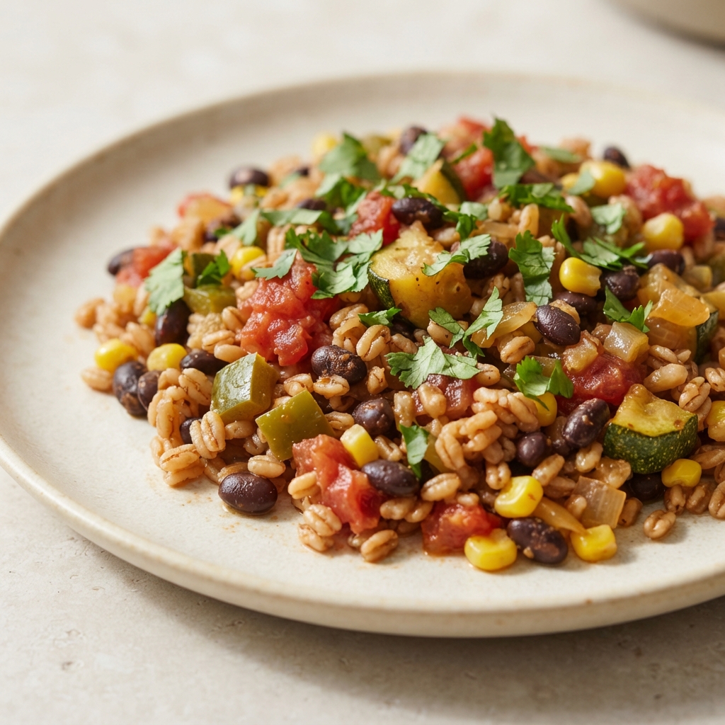 One-Pan Farro with Zucchini and Black Beans