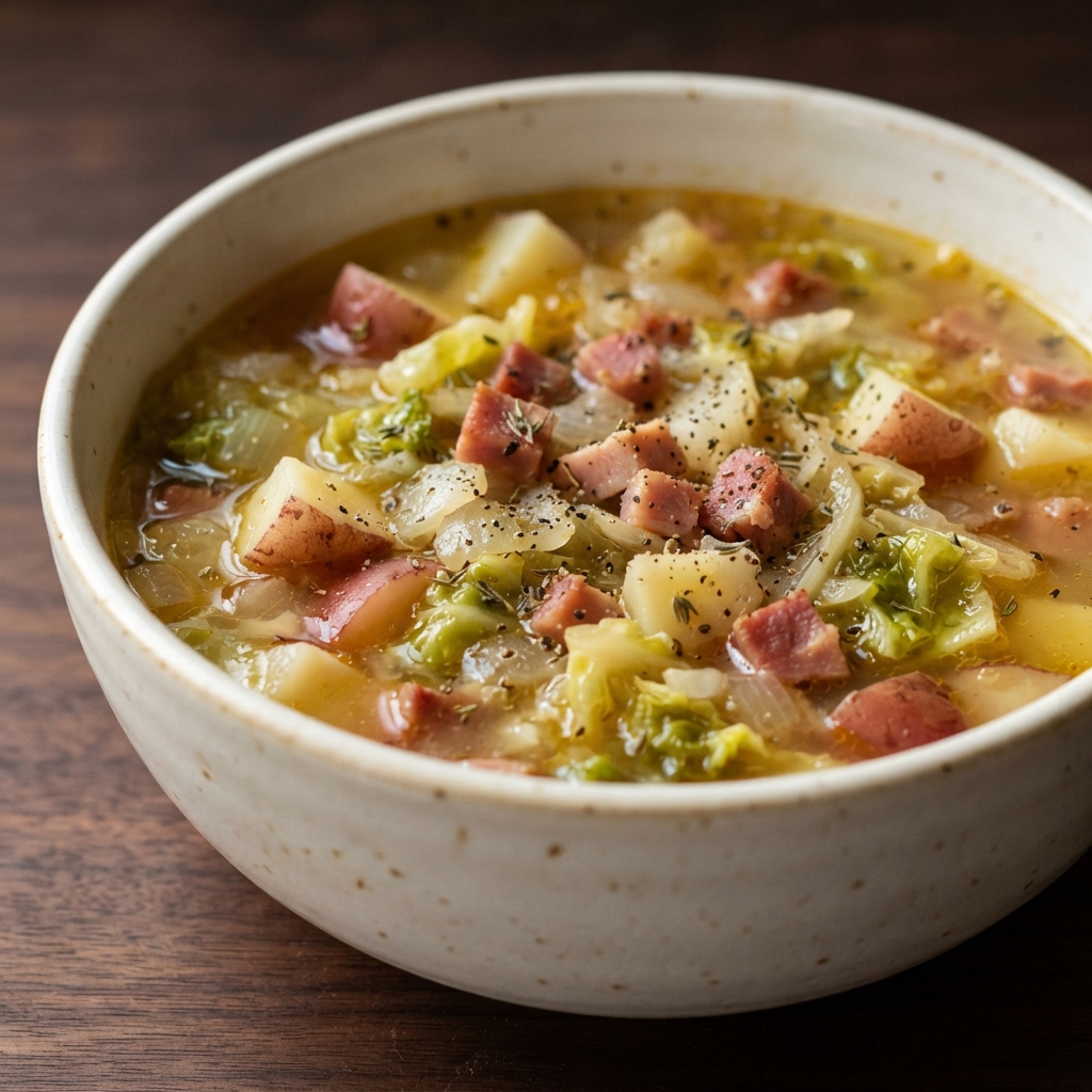 Rustic Ham and Cabbage Potato Soup
