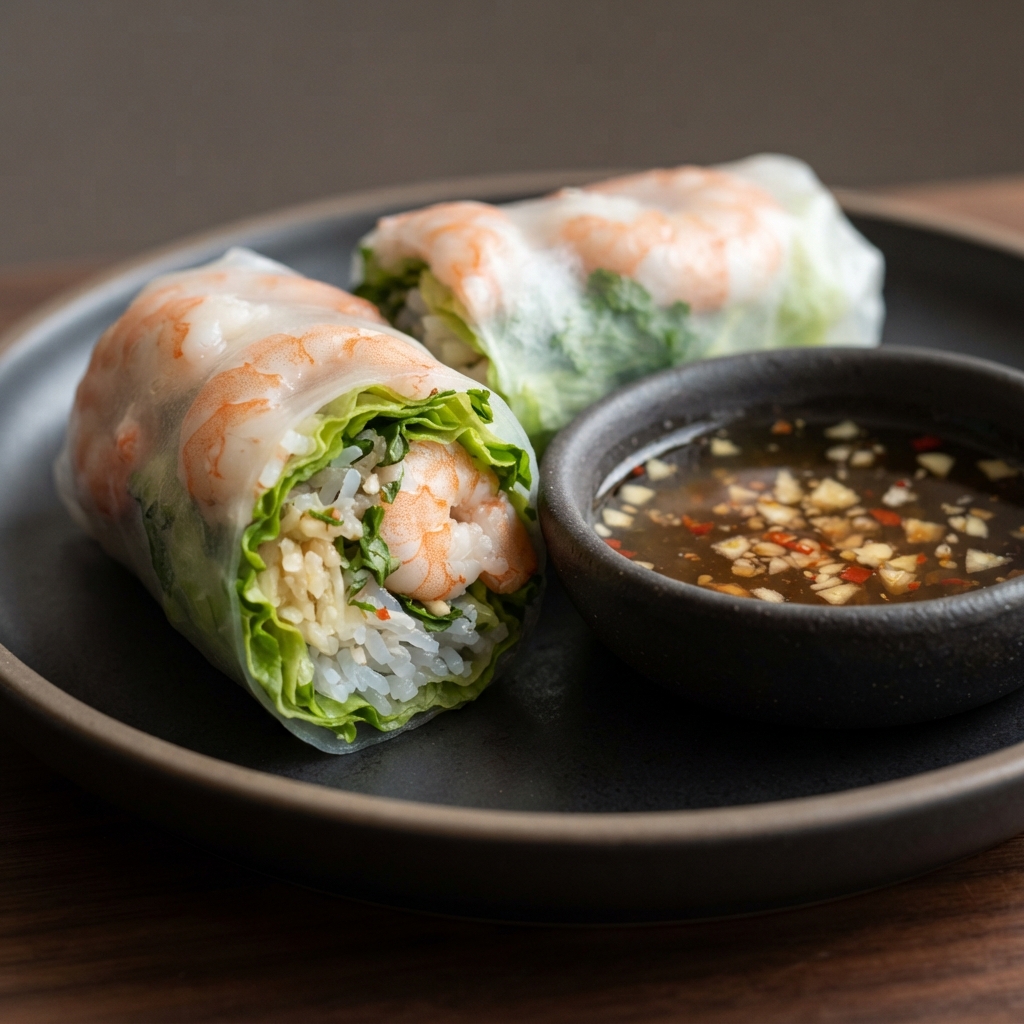 Fresh Vietnamese Shrimp Spring Rolls with Nuoc Cham