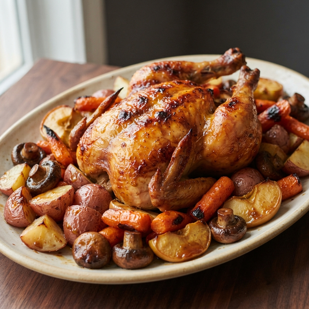 Honey-Curry Roast Chicken with Vegetables