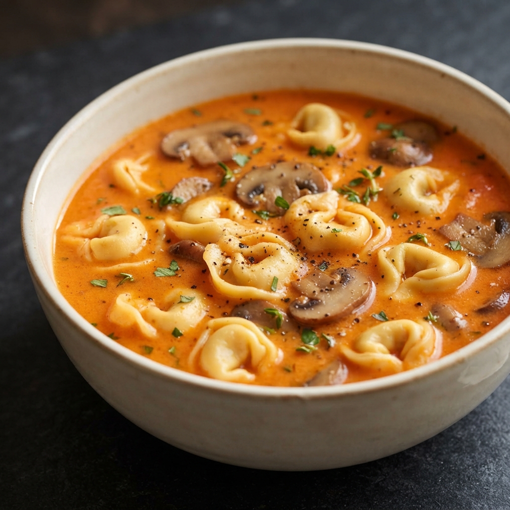 Creamy Roasted Red Pepper Tortellini Soup