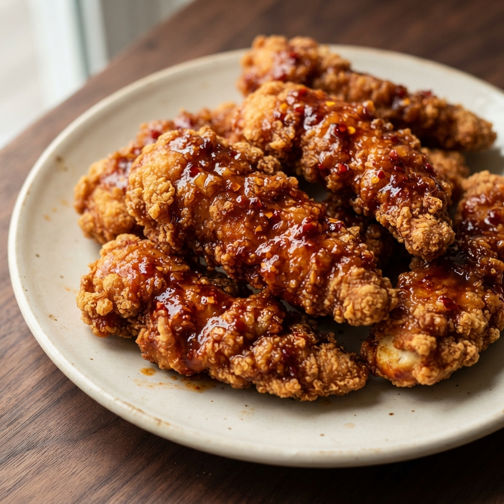 Korean-Style Crispy Fried Chicken with Gochujang Glaze